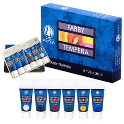 FARBY TEMPERA W TUBACH 6 KOLORÓW x 20ml ARTYSTYCZNE ASTRA ARTEA