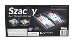 GRY PLANSZOWE 3W1 SZACHY MAGNETYCZNE WARCABY BACKGAMMON METALOWA PLANSZA