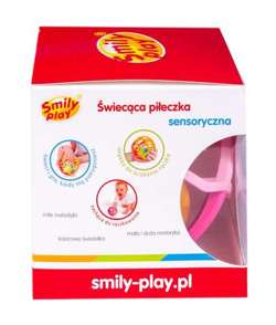 GRZECHOTKA ŚWIECĄCA PIŁECZKA MIĘKKA RÓŻOWA PIŁKA SMILY PLAY SENSORYCZNA GRA