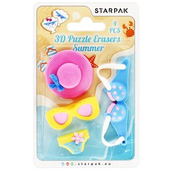 GUMKA DO ŚCIERANIA MAZANIA 3D SUMMER OKULARY KAPELUSZ STRÓJ STARPAK 4 szt.