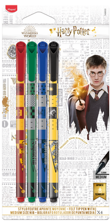 HARRY POTTER MAZAKI PISAKI CIENKOPISY KOLOROWE MAPED 0,8mm - 4 szt.