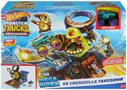 HOT WHEELS MONSTER TRUCKS MEGA WREX VS CRUSHZILLA AUTKO WYRZUTNIA MATTEL