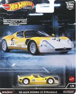 HOT WHEELS PREMIUM ALFA ROMEO 33 STRADALE EXOTIC ENVY SAMOCHÓD AUTKO MATTEL