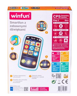 INTERAKTYWNY SMARTFON DYKTAFON TELEFON DLA DZIECI ŚWIATŁO DŹWIĘK WINFUN