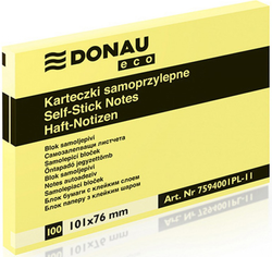 KARTECZKI SAMOPRZYLEPNE BLOCZEK KOSTKA 101x76 mm DONAU ŻÓŁTE 100 KARTECZEK