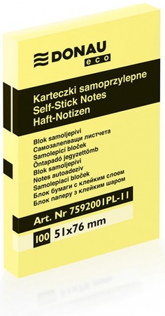 KARTECZKI SAMOPRZYLEPNE BLOCZEK KOSTKA 51x76 DONAU ŻÓŁTE 100 KARTECZEK