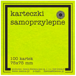 KARTECZKI SAMOPRZYLEPNE NEONOWE BLOCZEK KOSTKA 75x75mm 100K ZIELEŃ FLUO