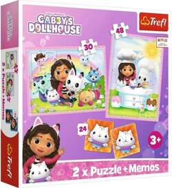 KOCI DOMEK GABI PUZZLE 2w1 + GRA MEMORY MEMOS UKŁADANKA 102 EL. TREFL