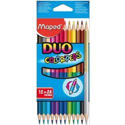 KREDKI OŁÓWKOWE DWUSTRONNE TRÓJKĄTNE 12 szt. = 24 KOL. MAPED COLORPEPS DUO