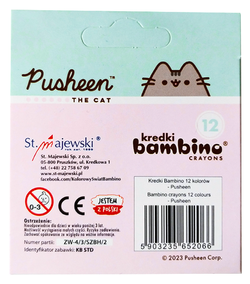 KREDKI PUSHEEN BAMBINO INTENSYWNE 12 KOLORÓW Z GLINKI KAOLINOWEJ KOTEK