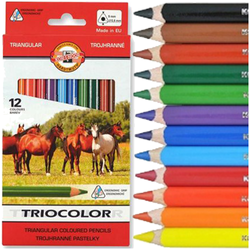 KREDKI TRÓJKĄTNE TRIOCOLOR KOH-I-NOOR 12 KOLORÓW JUMBO GRUBE