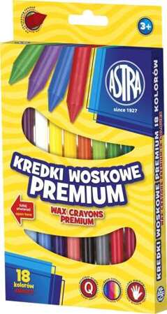 KREDKI WOSKOWE PREMIUM 18 KOLORÓW ASTRA SZKOLNE INTENSYWNE