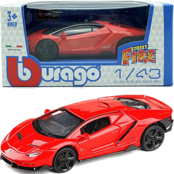 LAMBORGHINI CENTENARIO CZERWONY SAMOCHÓD METALOWY AUTO MODEL BBURAGO 1:43