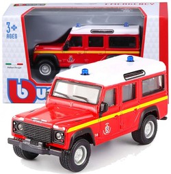 LAND ROVER DEFENDER 110 METALOWY SAMOCHÓD STRAŻY POŻARNEJ BBURAGO 1/50