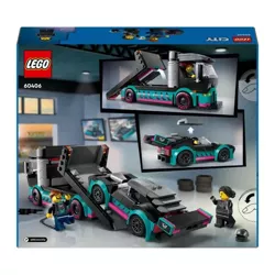 LEGO CITY SAMOCHÓD WYŚCIGOWY I LAWETA AUTKO CIĘŻARÓWKA TRANSPORTER 60406