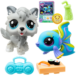 LITTLEST PET SHOP ZESTAW FIGUREK WILK RYBA FIGURKI ZWIERZAKI AKCESORIA