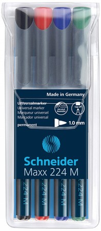 MARKER FOLIOPIS SCHNEIDER MAXX 224M 1mm 4 KOLORY CD/DVD WODOODPORNY 