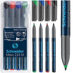 MARKER FOLIOPIS SCHNEIDER MAXX 224M 1mm 4 KOLORY CD/DVD WODOODPORNY 