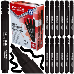 MARKER PERMANENTNY OFFICE PRODUCTS CZARNY WODOODPORNY 12 sztuk ŚCIĘTY