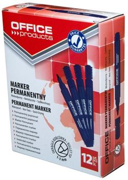 MARKER PERMANENTNY OFFICE PRODUCTS NIEBIESKI WODOODPORNY 12 sztuk OKRĄGŁY