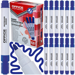 MARKER SUCHOŚCIERALNY OFFICE PRODUCTS NIEBIESKI DO TABLIC 12 sztuk OKRĄGŁY