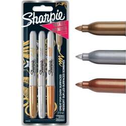 MARKERY SHARPIE METALICZNE PERMAMENTNE PISAKI MAZAKI WODOODPORNE 3 KOLORY