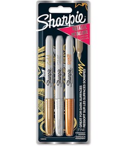 MARKERY SHARPIE METALICZNE PERMAMENTNE PISAKI MAZAKI WODOODPORNE 3 KOLORY