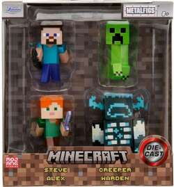 MINECRAFT FIGURKI METALOWE KOLEKCJONERSKIE 4 SZT. STEVE ALEX CREEPER WARDEN