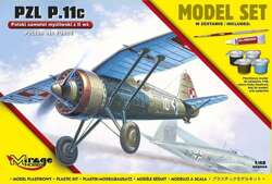 MODEL DO SKLEJANIA POLSKI SAMOLOT MYŚLIWSKI PZL P.11c 1:48 MIRAGE HOBBY