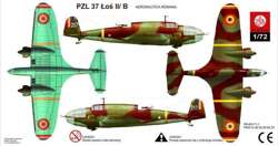 MODEL DO SKLEJANIA SAMOLOT PZL 37 ŁOŚ II/B LOTNICTWO RUMUNII 1:72 PLASTYK