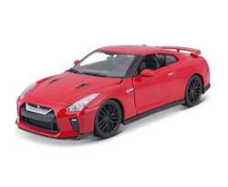 NISSAN GT-R 2017 CZERWONY SAMOCHÓD METALOWY MODEL POJAZD BBURAGO 1/24