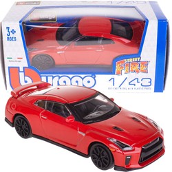 NISSAN GT-R CZERWONY SAMOCHÓD METALOWY AUTO MODEL BBURAGO 1:43