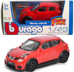 NISSAN JUKE-R CZERWONY SAMOCHÓD METALOWY AUTO MODEL POJAZD BBURAGO 1:43