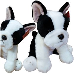 PIESEK PLUSZAK MASKOTKA SIEDZĄCY BOSTON TERRIER 28 cm PRZYTULANKA MIĘCIUTKI