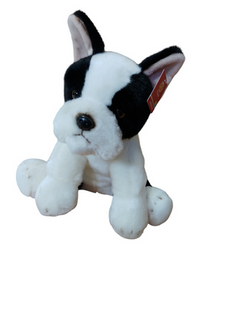 PIESEK PLUSZAK MASKOTKA SIEDZĄCY BOSTON TERRIER 28 cm PRZYTULANKA MIĘCIUTKI