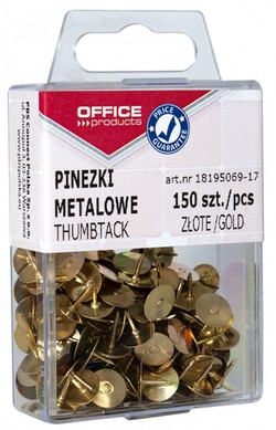 PINEZKI METALOWE ZŁOTE KLASYCZNE W PUDEŁKU OFFICE PRODUCTS 150 SZTUK