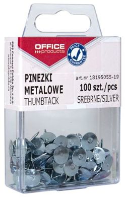 PINEZKI SREBRNE METALOWE KLASYCZNE OFFICE product ostre  -  100 SZT
