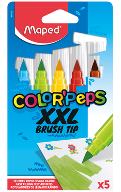 PISAKI FLAMASTRY PĘDZELKOWE COLORPEPS XXL BRUSH TIP JUMBO MAPED 5 KOLORÓW