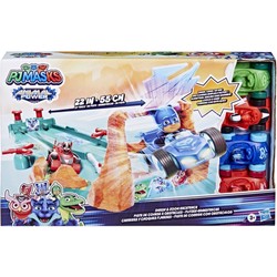 PJ MASKS PIDŻAMERSI TOR WYŚCIGOWY Z 4 POJAZDAMI AUTKA FIGURKI ZESTAW HASBRO