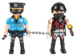 PLAYMOBIL POLICJANT I ZŁODZIEJ WŁAMYWACZ KAJDANKI FIGURKI AKCESORIA