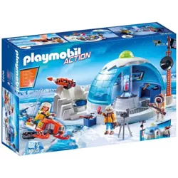 PLAYMOBIL STACJA POLARNA IGLO BADAWCZE LODOWY DOMEK SKUTER ŚNIEŻNY FIGURKI