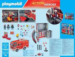 PLAYMOBIL STRAŻ POŻARNA REMIZA WÓZ ACTION HEROES 185 EL. FIGURKI AKCESORIA