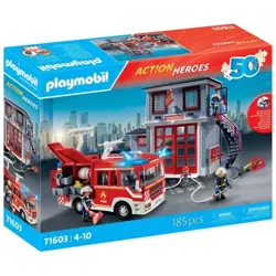 PLAYMOBIL STRAŻ POŻARNA REMIZA WÓZ ACTION HEROES 185 EL. FIGURKI AKCESORIA