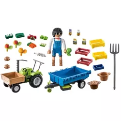 PLAYMOBIL TRAKTOR Z PRZYCZEPĄ FIGURKA AKCESORIA OWOCE WARZYWA COUNTRY 42EL.