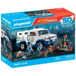 PLAYMOBIL TRANSPORTER PIENIĘDZY SAMOCHÓD POLICYJNY ACTION HEROES 66 EL.