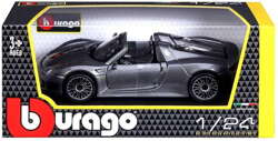 PORSCHE 918 SPYDER SREBRNY SAMOCHÓD METALOWY MODEL POJAZD BBURAGO 1/24