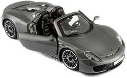 PORSCHE 918 SPYDER SREBRNY SAMOCHÓD METALOWY MODEL POJAZD BBURAGO 1/24