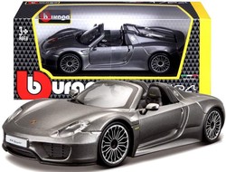 PORSCHE 918 SPYDER SREBRNY SAMOCHÓD METALOWY MODEL POJAZD BBURAGO 1/24