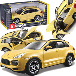 PORSCHE CAYENNE TURBO ŻÓŁTY SAMOCHÓD METALOWY POJAZD MODEL BBURAGO 1/24