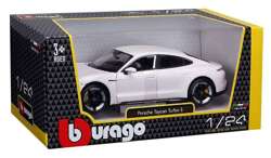 PORSCHE TAYCAN TURBO S BIAŁY SAMOCHÓD METALOWY MODEL POJAZD BBURAGO 1/24